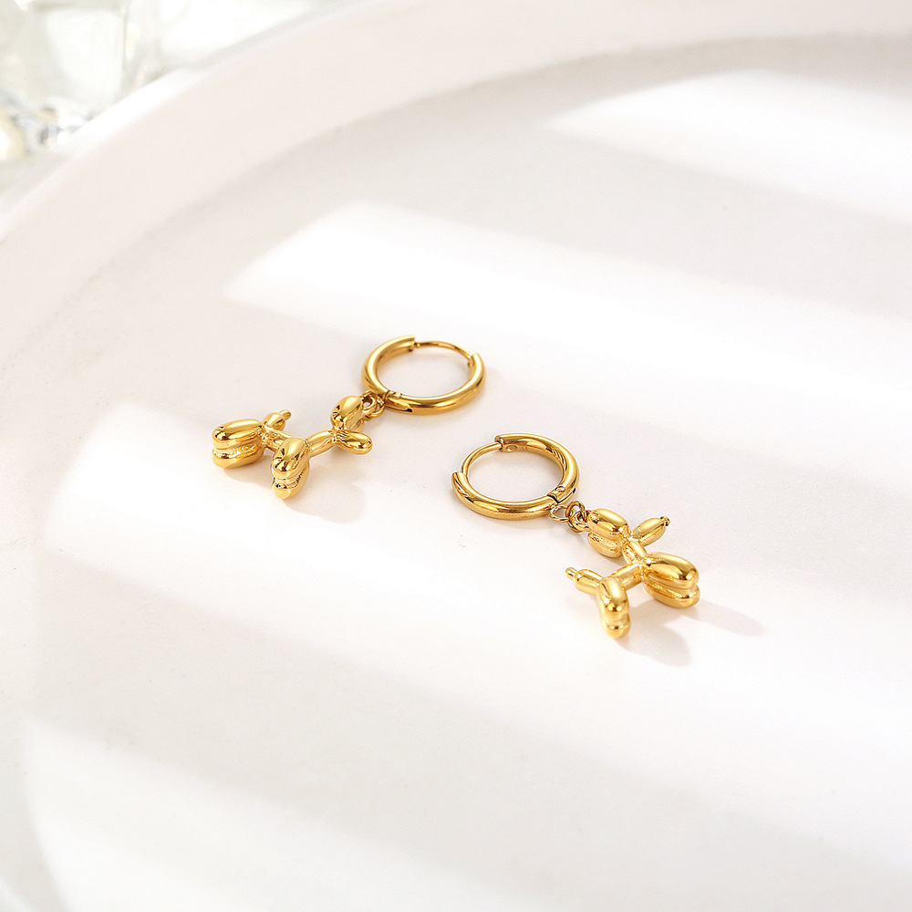 1 Pair Elegant Dog Plating 304 Stainless Steel 18K Gold Plated Drop Earrings display picture 1