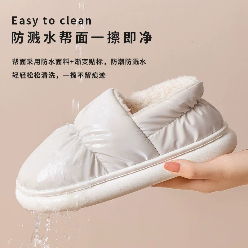 Зимние хлопковые тапочки, домашние тапочки, женская утепленная обувь из дышащей пуховой ткани, теплая хлопковая обувь на нескользящем каблуке, мужская обувь оптом