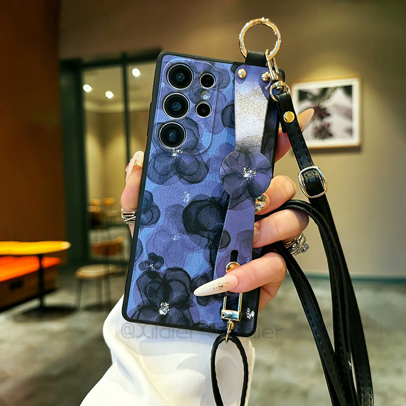 Suitable for Creative Floral Samsung S26Ultras25 Fresh Style S23 Crossbody S22+ Soft Case Note20 New Model