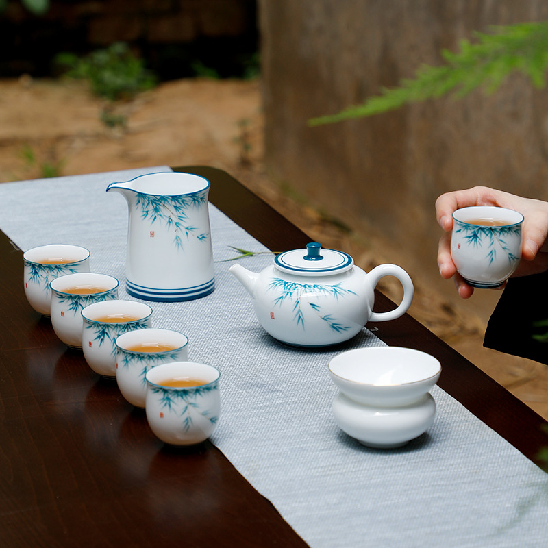 Hand drawn teapot tea set suit household Office The reception tea tray Tea Service a complete set a living room Simplicity Gift box packaging