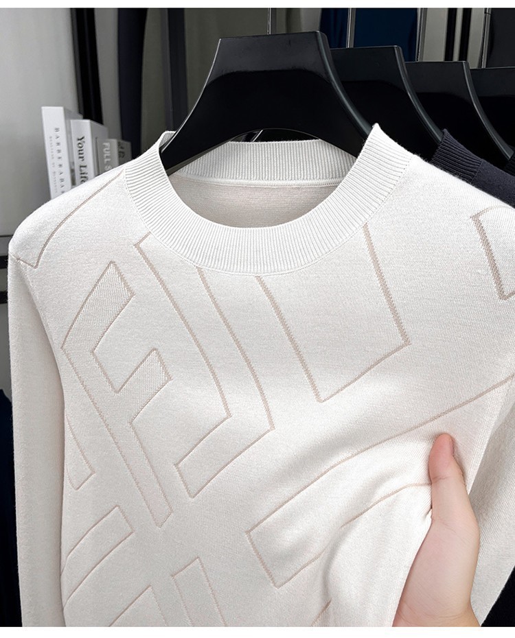 Tipo delgado de lujo ligero de marca letras de cuello redondo hookah de punto de manga larga suéter de punto de invierno ocio chaqueta suéter