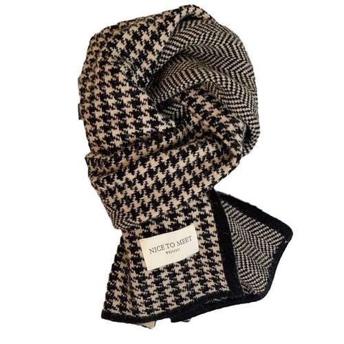 Knitted houndstooth scarf autumn and winter Korean style versatile decorative high-end scarf student couple warm and thickened style