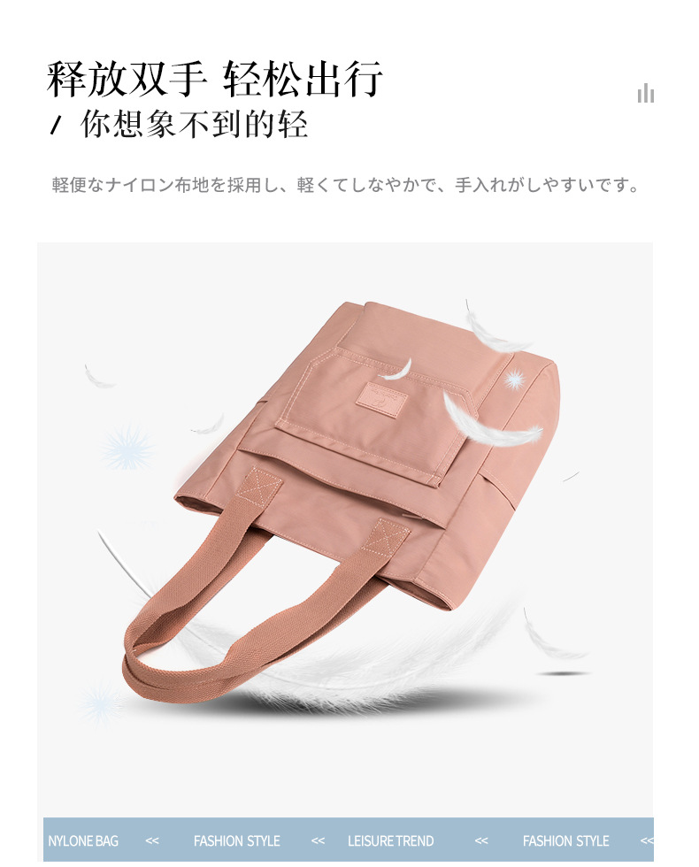 Custom-made tote bags for women, large-capacity fashionable and trendy handbags, printed LOGO nylon water-resistant single-shoulder bags Application Scenario