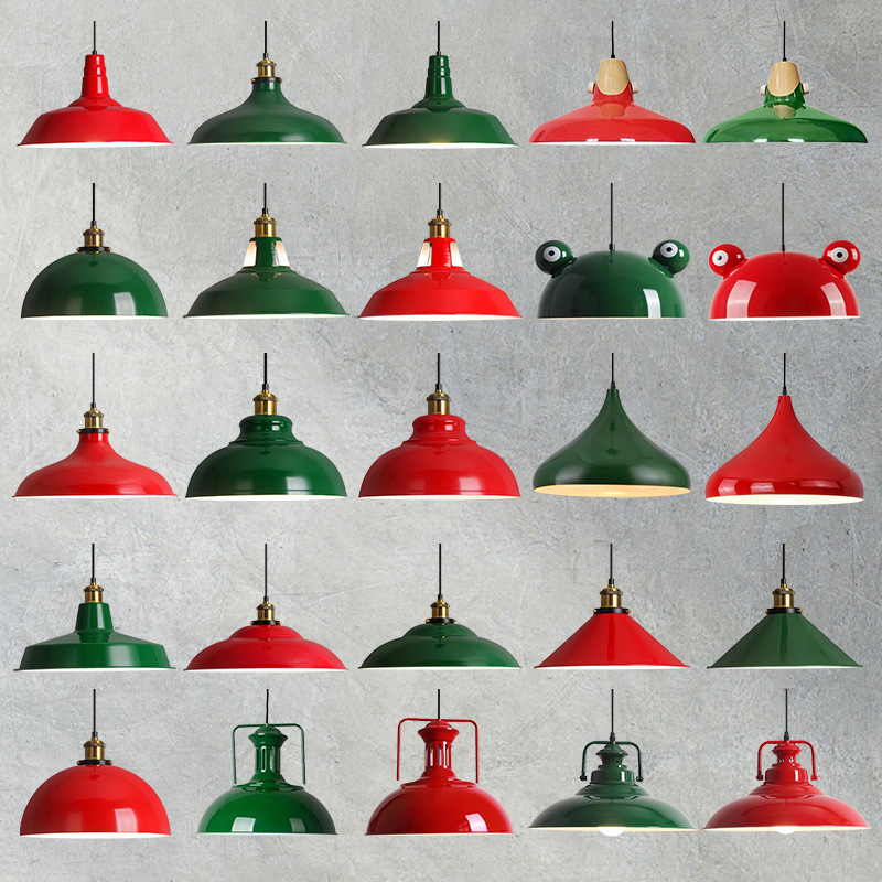 Hong Kong-Style Retro Industrial Style Dark Green Orange Red Hot Pot Restaurant Barbecue Restaurant Hotel Restaurant Nostalgic Lampshade Chandelier Hong Kong-Style Retro Industrial Style Dark Green Orange Red Hot Pot Restaurant Barbecue Restaurant Hotel Restaurant Nostalgic Lampshade Chandelier