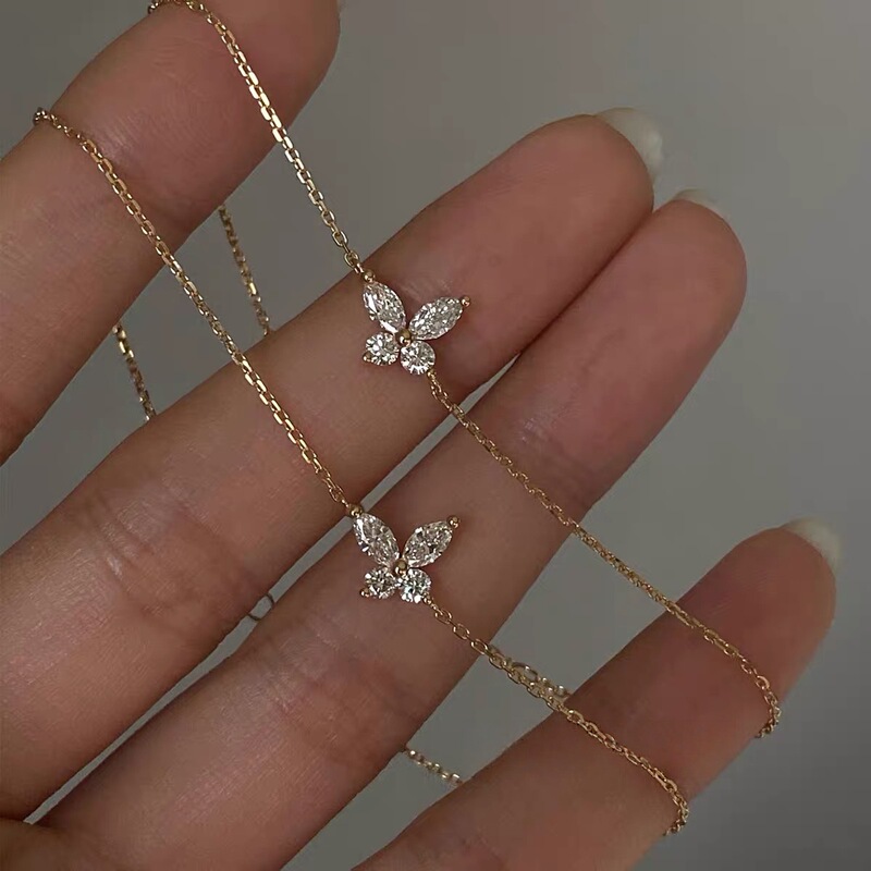 S925 Sterling Silver Plated with 14K Gold Small Butterfly Diamond-Encrusted Bracelet for Women, Niche Design, Simple, Light Luxury, High-End Jewelry S925 Sterling Silver Plated with 14K Gold Small Butterfly Diamond-Encrusted Bracelet for Women, Niche Design, Simple, Light Luxury, High-End Jewelry