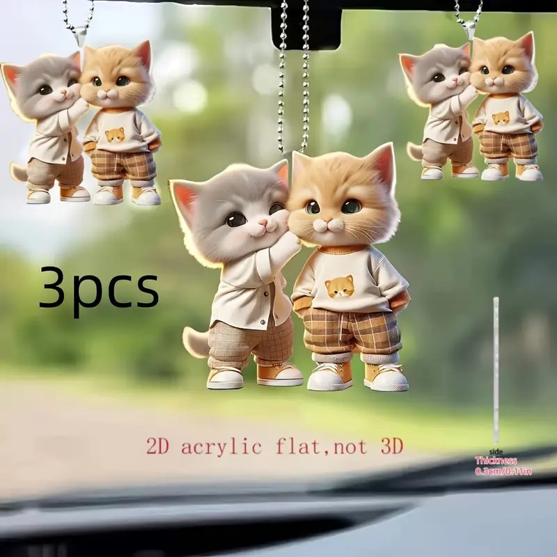 Nuevo material acrílico de gato lindo transfronterizo, accesorios de mochila para coche plano, decoración del hogar