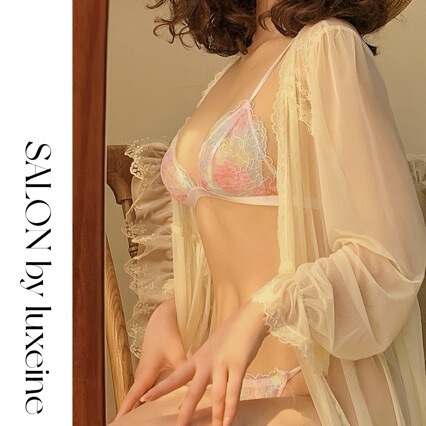 Dreamy Gradient Color Lace Triangle Cup Lingerie Set, Lightweight Sheer Bra Two-Piece Set for Young Girls Dreamy Gradient Color Lace Triangle Cup Lingerie Set, Lightweight Sheer Bra Two-Piece Set for Young Girls