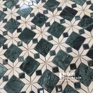 Tewei Retro Dark Green Stone Mosaic French Restaurant Coffee Shop Apartment Kitchen Bathroom Balcony Tiles
