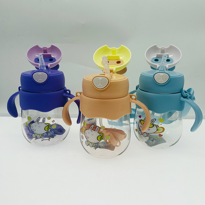 Baijia 5031 nuevo doble ASA taza de plástico niños portátil taza de beber orejas traviesas rebote cubierta taza de agua al por mayor