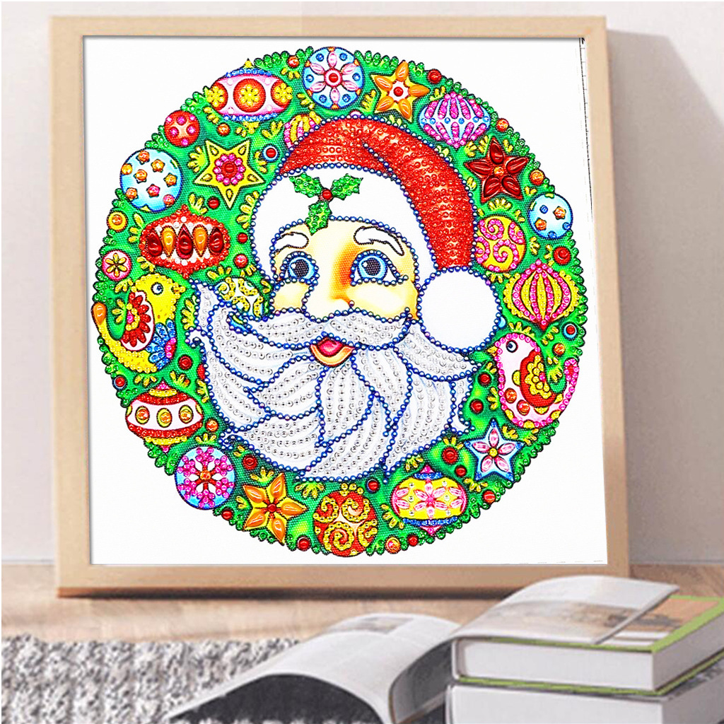 5d钻石画手工diy水晶钻石画圣诞老人装饰画亚马逊异形钻排钻图
