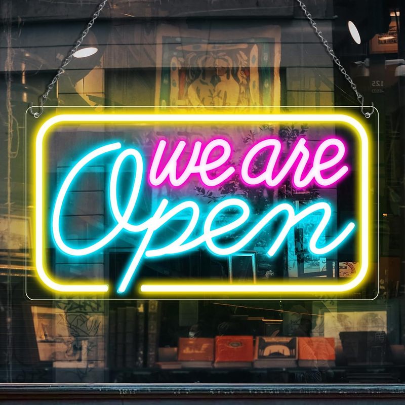 跨境open霓虹灯发光字营业中USB口亚克力LED酒吧造型霓虹灯牌工厂|undefined