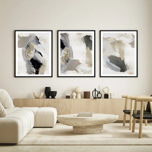 Modern minimalist abstract triple hanging painting living room background wall mural art decorative painting minimalist core geometric