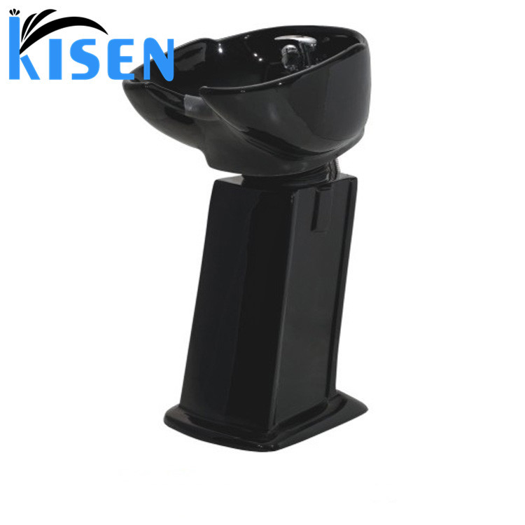 立式美发黑色陶瓷洗头盆洗头床冲水床理发店发廊专用简约方便头盆|ru