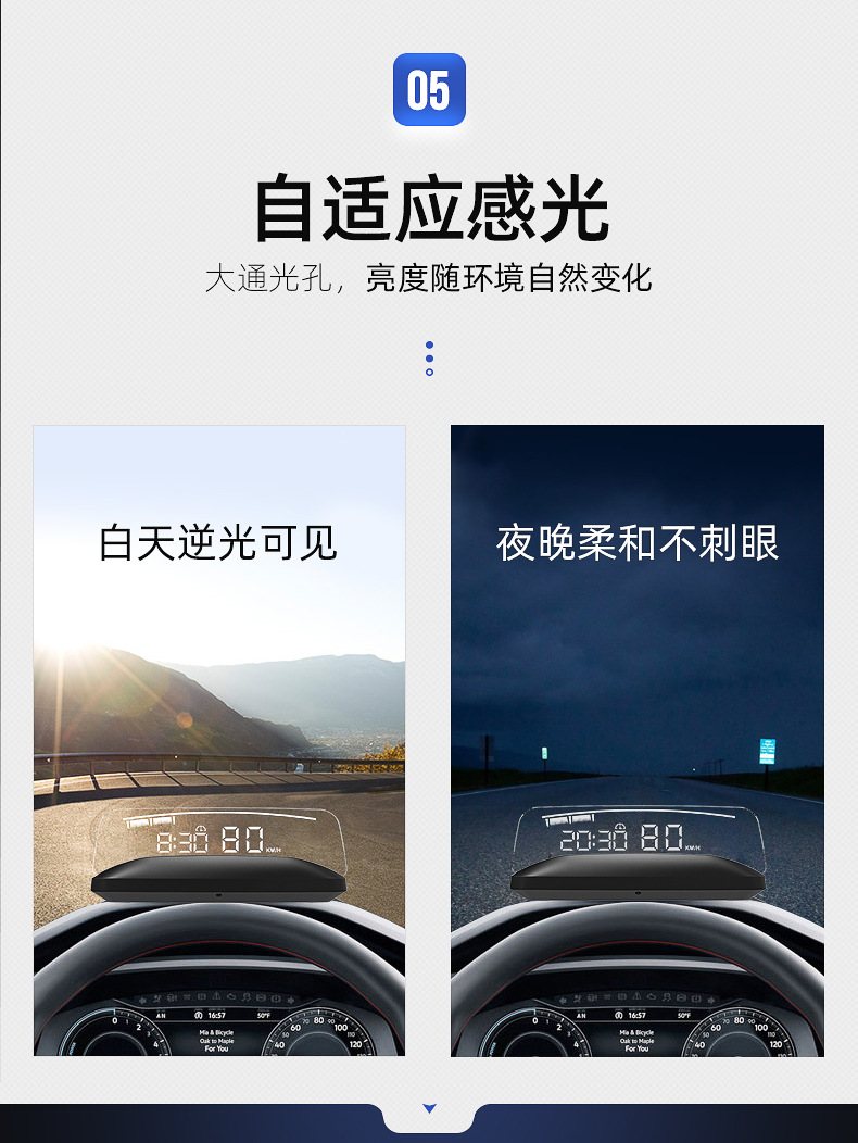 Hud Head-Up Display Car Multi-Function Obd Speed Speed Water Temperature High-Definition Large Screen Suspended Projection