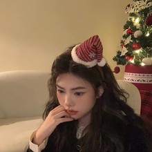 红色圣诞节日帽子发箍女毛绒发夹洗脸头箍网红生日发卡发饰头饰品