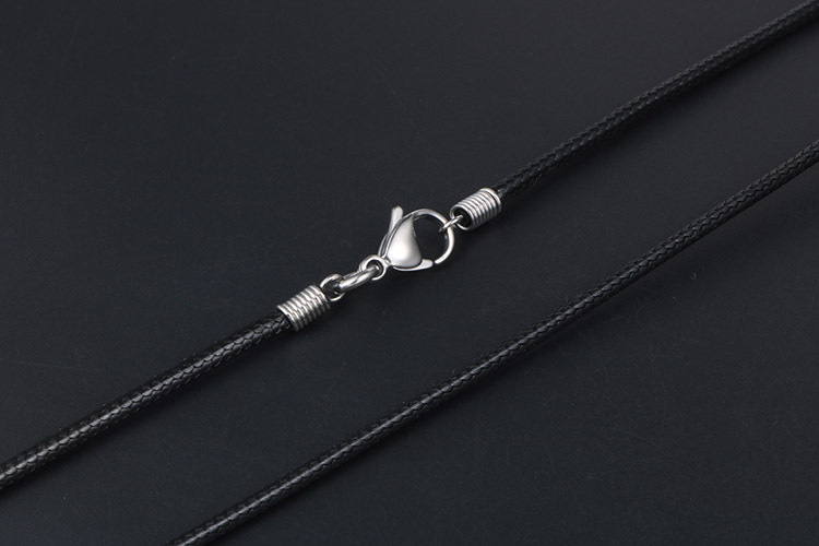 simple titanium steel buckle black braided linen wax rope necklace