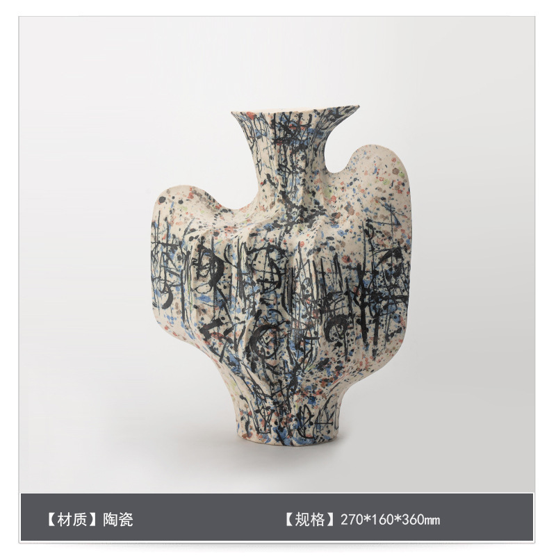 中世スタイルのセラミックフラワー花瓶装飾アートB&Bモデルルームゲストテーブルハイエンドフラワーアレンジメント装飾|undefined