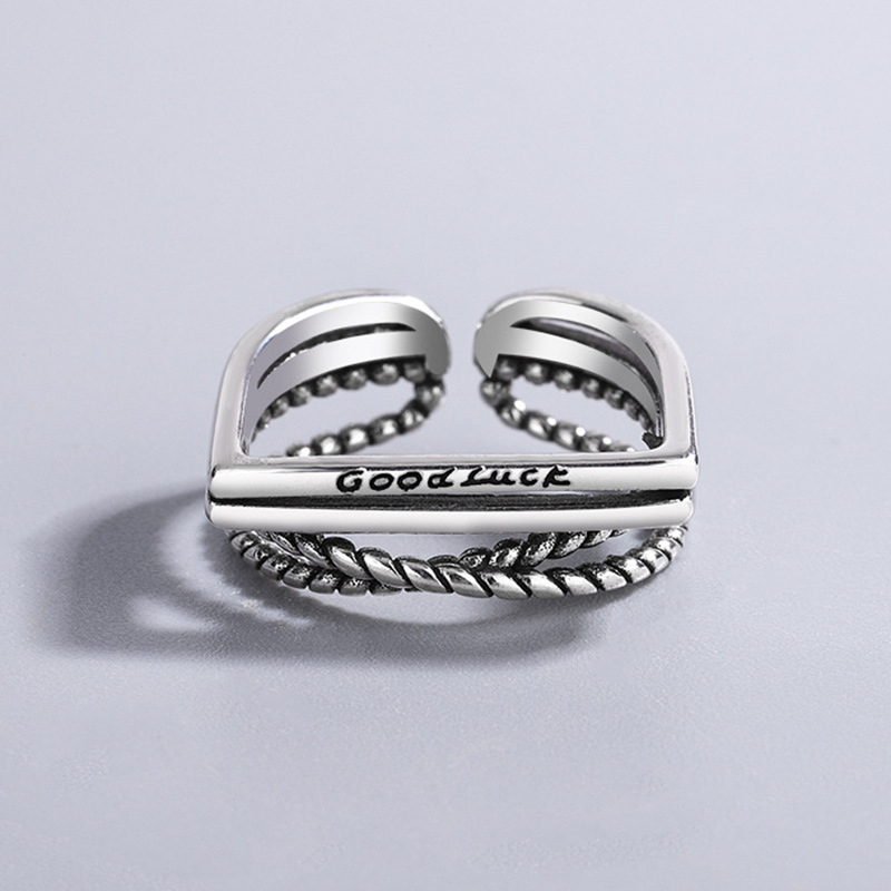 Punk retro apenado flor en forma de serpiente anillo de la estrella personalidad de alto sentido plata tailandesa Hipster anillo de entrega de una sola pieza femenina