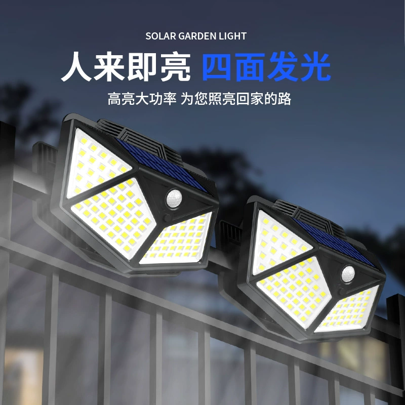 Настенный светильник с датчиком человеческого тела на солнечной батарее, уличное освещение для сада и двора, солнечная лампа, сельская настенная светодиодная лампа