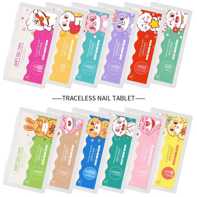 Esmalte de uñas ultrafino transfronterizo 504 piezas sin costuras esmerilado no tallado completo pegatinas medias pegatinas francés hecho a mano desgaste de uñas