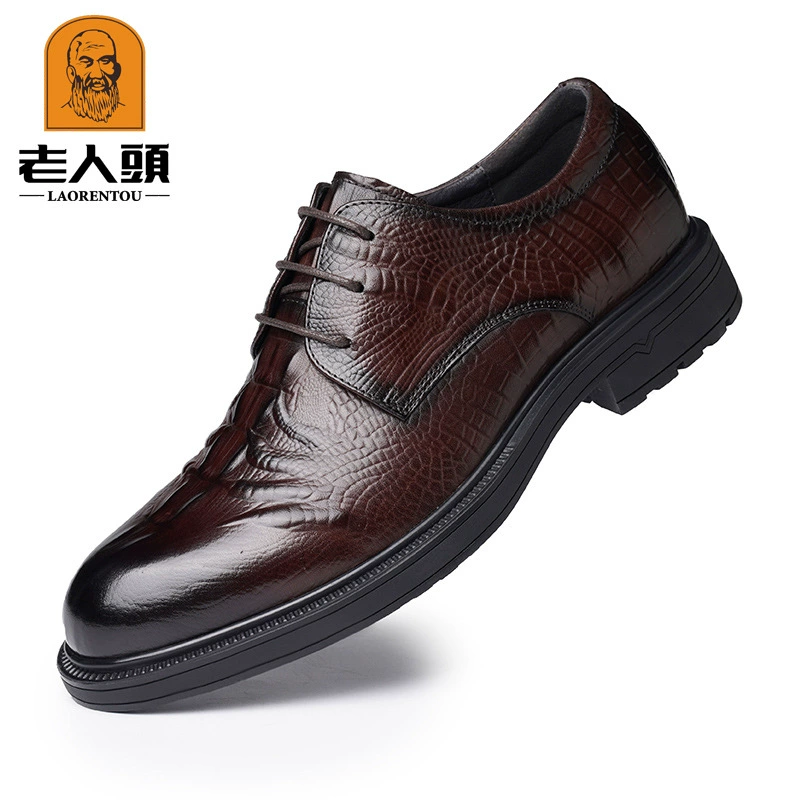 Старые мужские туфли, новые деловые модельные туфли с круглым носком, универсальные туфли в стиле Дерби, легкие роскошные свадебные туфли, Нескользящие 3A97376