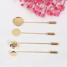 保色14K包金一字型圆片胸针网盘胸针高档手作DIY饰品配件别针材料