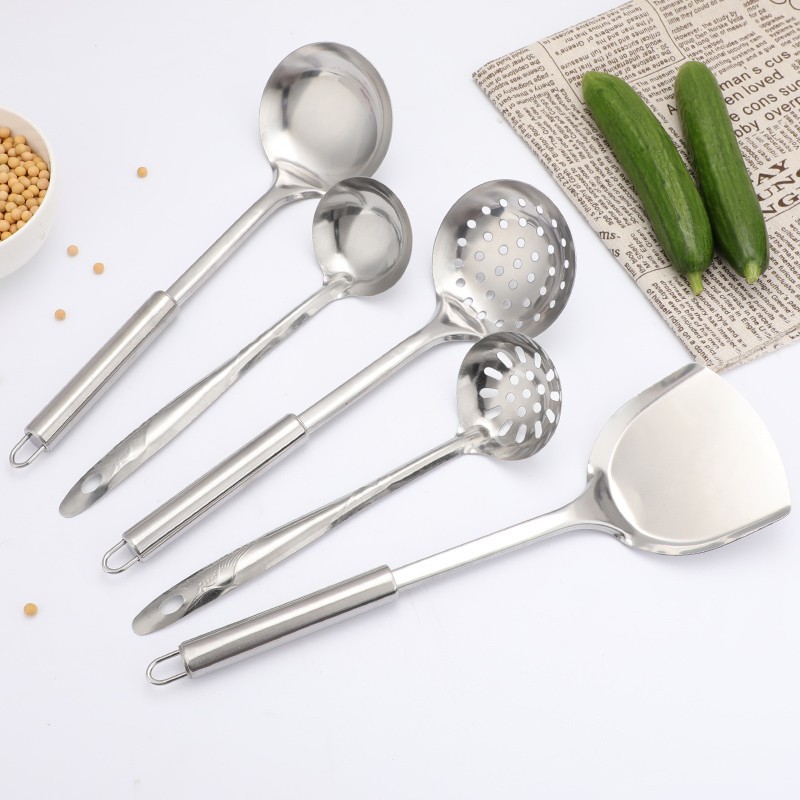 Regalos al por mayor de acero inoxidable cocina de cocina set completo de pala de platos fritos caseros antiadherente cocina engrosada en uno