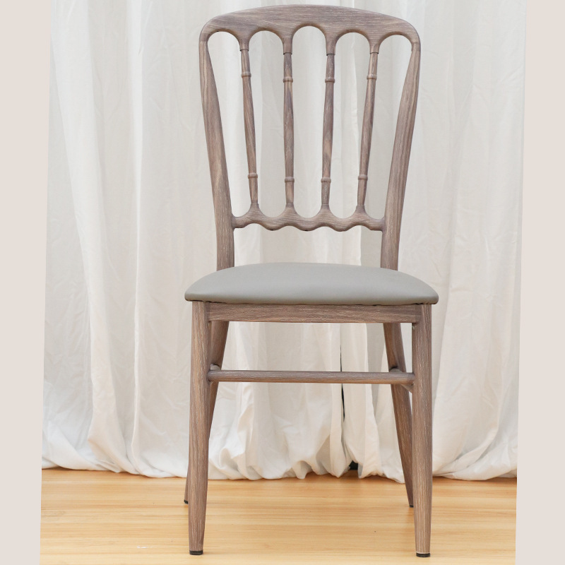 新款复古木纹软包古堡椅子金属竹节椅铁艺餐椅铝合金宴会椅子批发