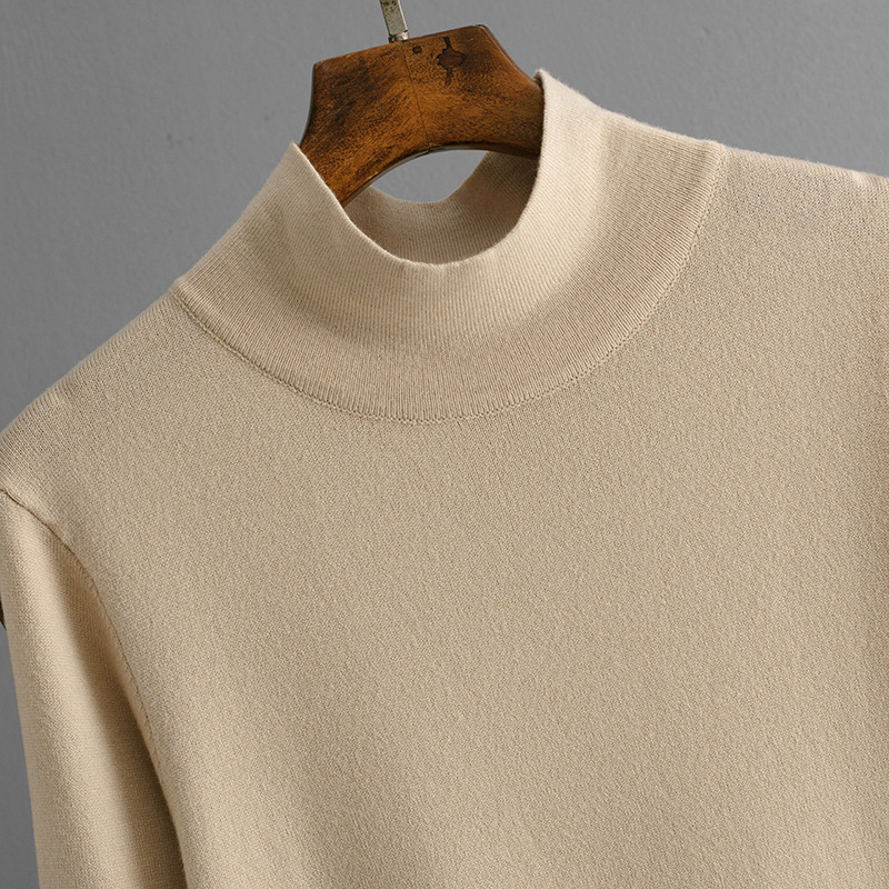 Half Turtleneck Knitted Dress Women Autumn Winter Solid Color Slit Long Sleeve Bottoming Trousers Inner Wear Woolen Dress