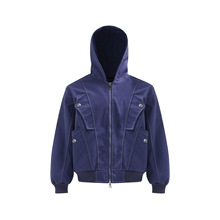 9938美式复古中性款街潮解构型金属纽扣设计男式宽松夹克连帽外套