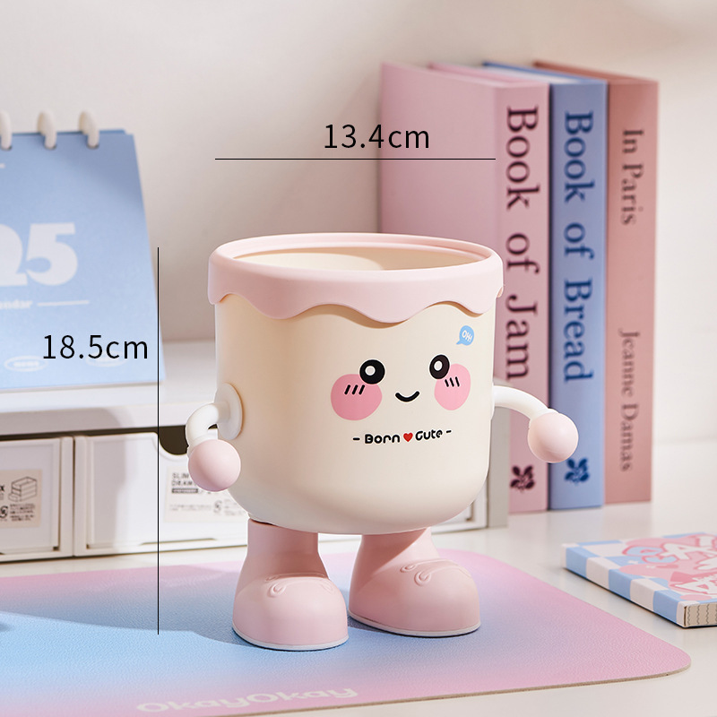 新しいかわいいデスクトップゴミ箱ミニ小型ゴミ収納箱学生寮オフィスゴミ箱蓋付き|undefined