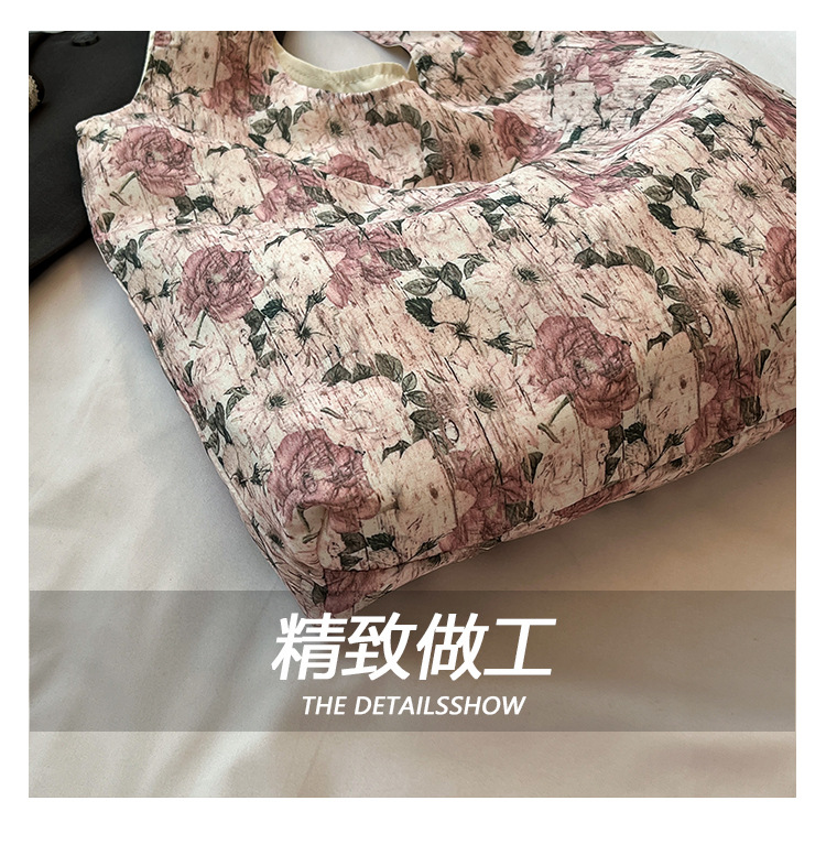 Summer new black and white floral fabric bag, large-capacity, artistic and laid-back style single-shoulder bag, fashionable and versatile crossbody bag undefined