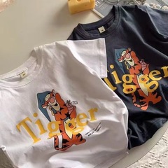 Children's pure cotton short-sleeved T-shirts 2024 new summer unisex kids' T-shirts cartoon printed crew neck versatile casual tops trendy