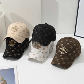 2024爆款立体刺绣棒球帽大头围复合满印鸭舌帽韩版时尚百搭帽批发