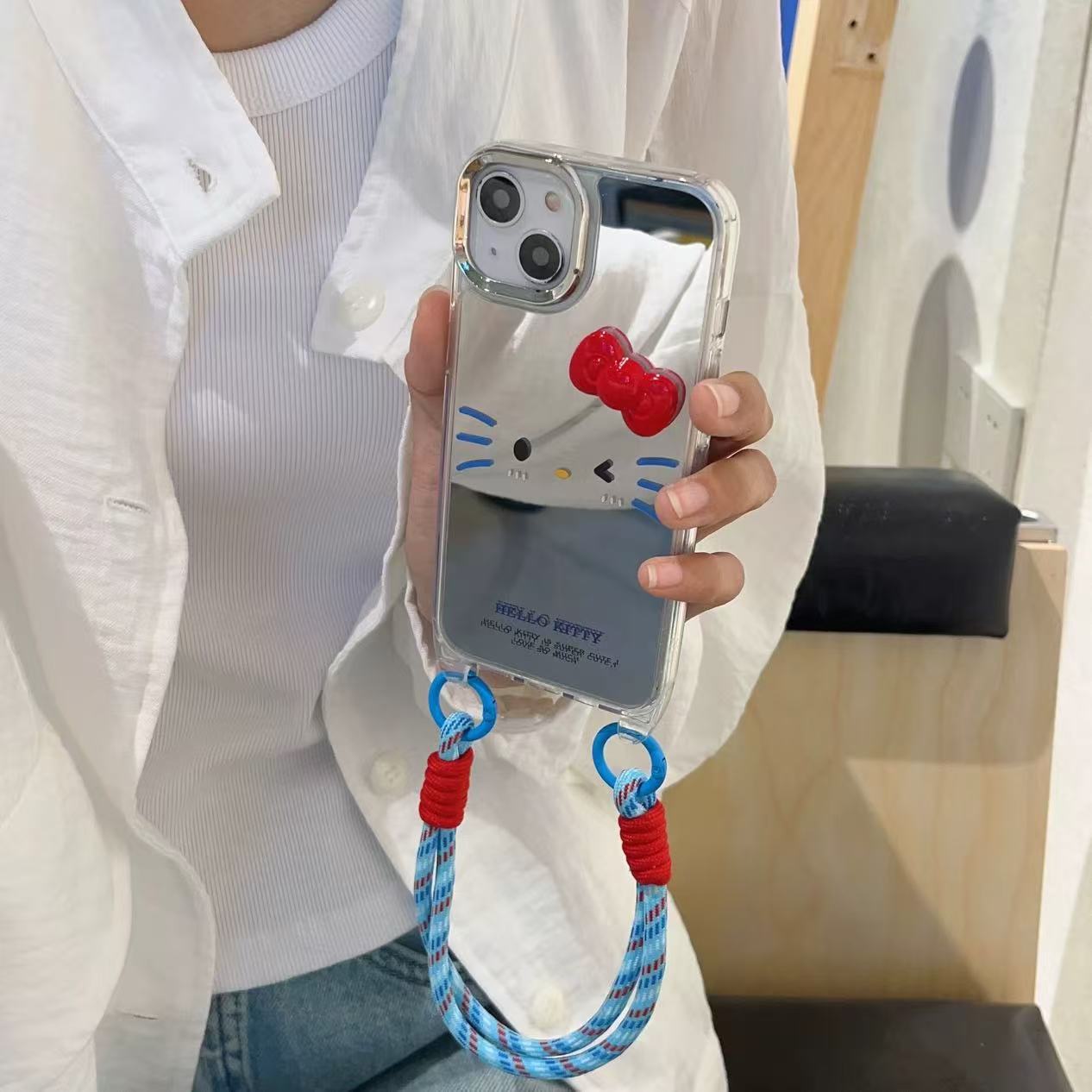 Girl ins maquillaje espejo kt emoji aplicable 16ProMax funda para teléfono móvil iPhone15 Apple 14/13 nuevo