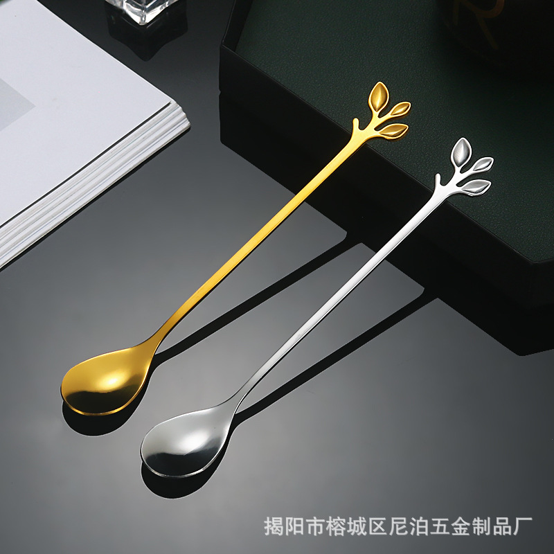 Regalo creativo Cuchara de regalo Cuchara de restaurante Cuchara cuchara de hojas Tenedor cuchillo de acero inoxidable cuchara mezcladora de café