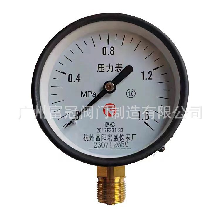 杭州富阳宏盛仪表厂Y100径向压力表 储气罐压力表 水压表M20*1.5