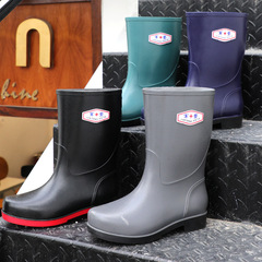 四季時尚中筒雨鞋男耐磨防水防滑鞋防滑雨鞋膠鞋洗車釣魚鞋套鞋潮