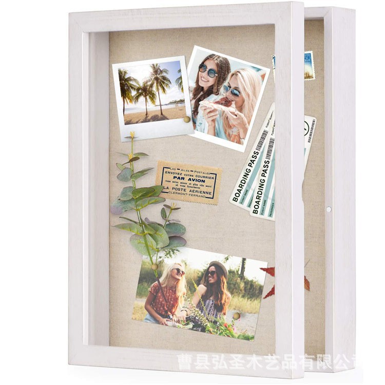 Marco de fotos de madera transparente Flip caja de presentación tridimensional hueco marco de fotos medalla caja de exhibición insecto flor seca caja de cuaderno