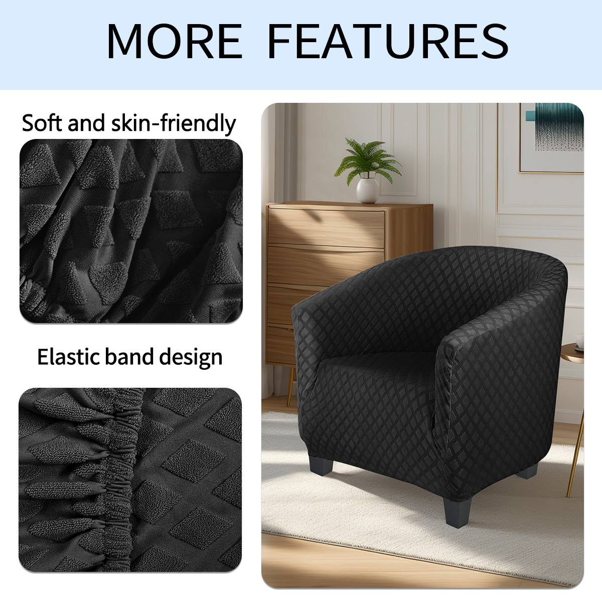 Amazon Jacquard transfronterizo diamante unido bañera sofá cubierta elástica tejido sólido fabricante de cubierta de sofá único