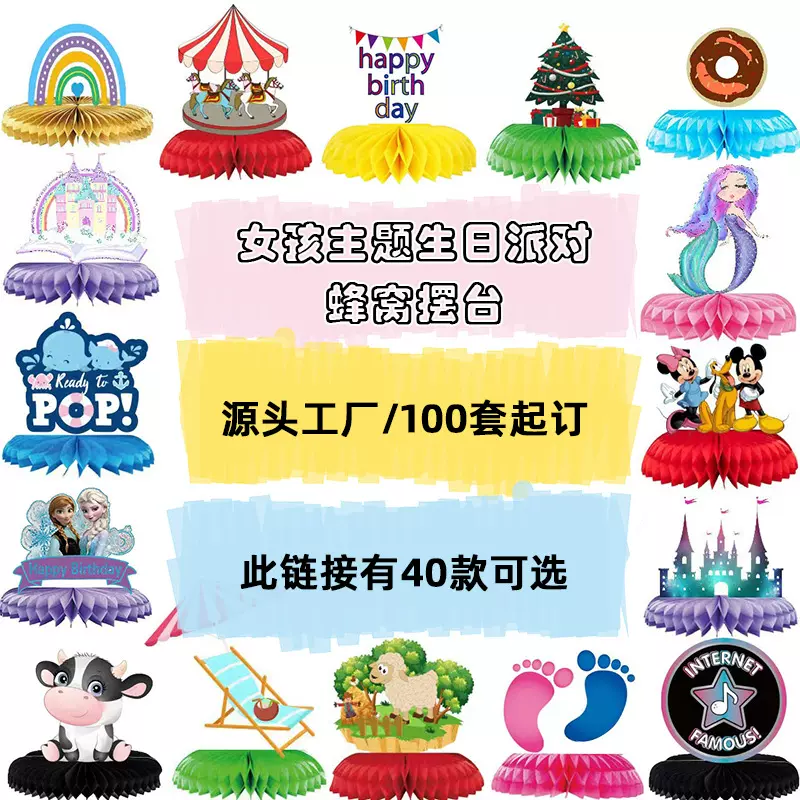 生日派对蜂窝摆件 周岁蜂窝摆件 圣诞新年节日主题派对蜂窝摆件