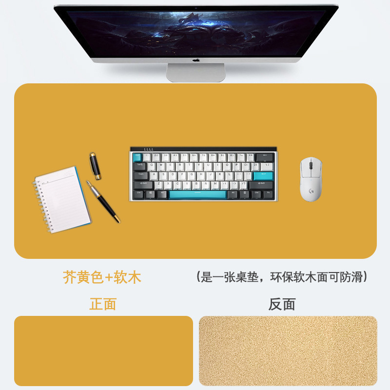 Alfombrilla de ratón de cuero de corcho para uso en la oficina, impermeable y antideslizante, alfombrilla para computadora, alfombrilla para escritorio resistente a las manchas, alfombrilla de ratón extragrande