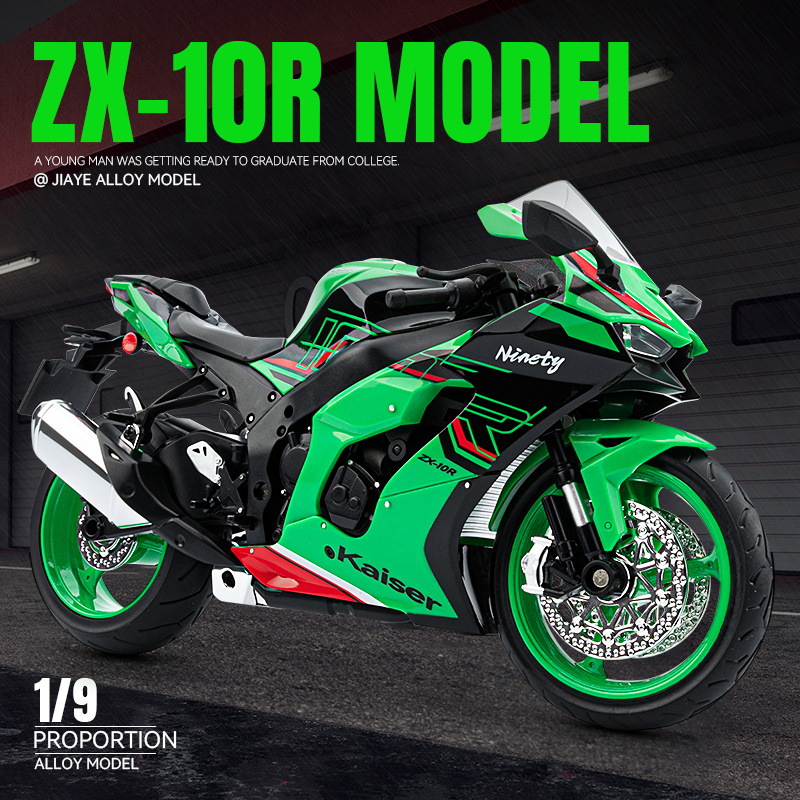 Motocicleta de aleación Chuanqi ZX-10R a escala 1:9 con sonido y luz, amortiguador, regalo decorativo para niños, modelo de motocicleta para dropshipping