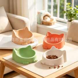 可爱猫耳宠物碗Pet bowl镂空宠物双碗 防打翻猫粮碗狗粮碗喂食碗