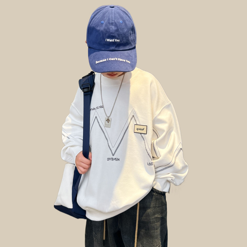 Felpa con cappuccio per ragazzi Huzhou Zhili Primavera 2024 Nuova collezione Abbigliamento Explosive Street Rascal Handsome Top Medio e Grande_voghion.com