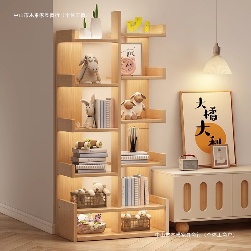 Bookshelf Storage Rack Floor-Standing Multi-Layer Household Storage Rack Living Room Storage Cabinet Integrated Wall Simple Cabinet Small Bookcase