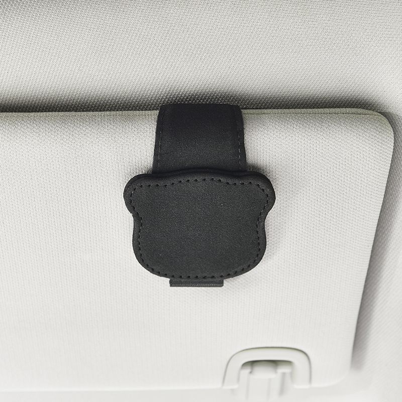 Simple and Portable Magnetic Car Glasses Holder Car Interior Leather Storage Clip Car Sunglasses Clip Bill Card Holder Trendy
