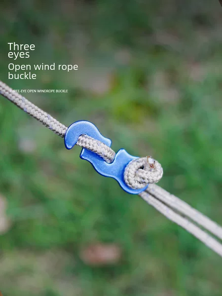 Outdoor camping aluminum alloy umbrella rope buckle tent rope accessories S-shaped wind rope buckle three-eye opening rope buckle does not deform