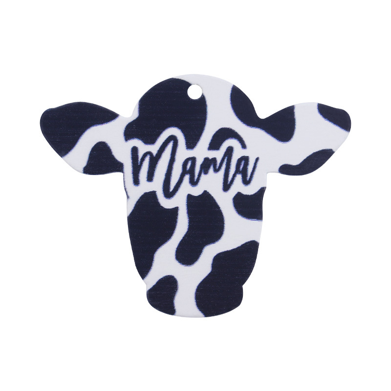 Nueva MAMA de madera cabeza vaca estilo Occidental llavero colgante creativo DIY animal la historieta Accesorios