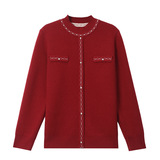 喜婆婆婚宴妈妈冬装一体加绒针织衫保暖上衣小香风毛衣女打底衫潮，女装针织衫/毛衣，妃慕昵服饰